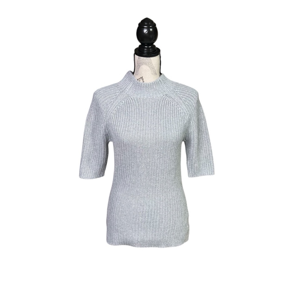 Michael Kors‎ M Minimalist Grey Mock Neck Short Sleeve Sweater